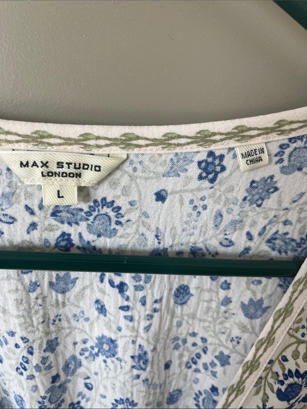 Max Studio White Dress with Blue Floral Print - Picture 2 of 3